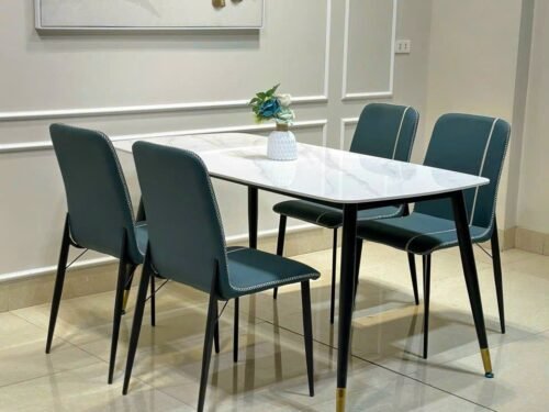 Bộ Bàn Ăn 4 Ghế Mặt Đá Nhập Khẩu Ceramic