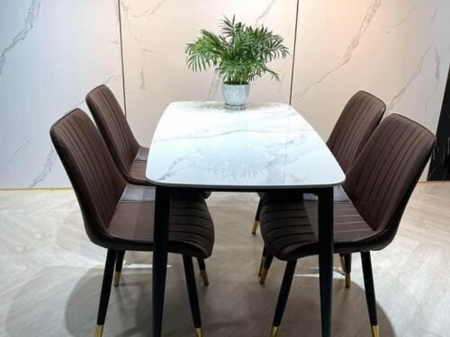Bộ Bàn Ăn 4 Ghế Mặt Đá Nhập Khẩu Ceramic