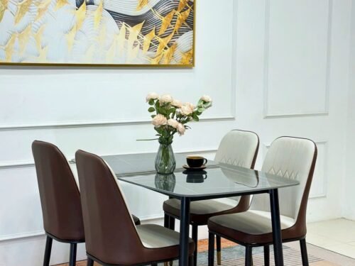 Bộ Bàn Ăn 4 Ghế Mặt Đá Nhập Khẩu Ceramic Giá Rẻ