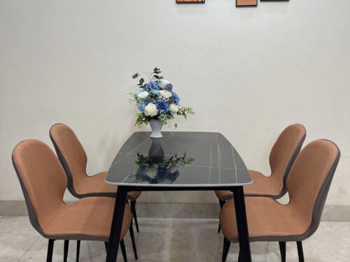Bộ Bàn Ăn 4 Ghế Mặt Đá Nhập Khẩu Ceramic
