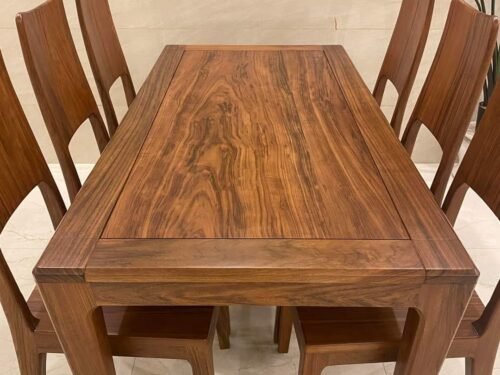 Bàn ăn 6 ghế gỗ mun kích thước 1m6x80