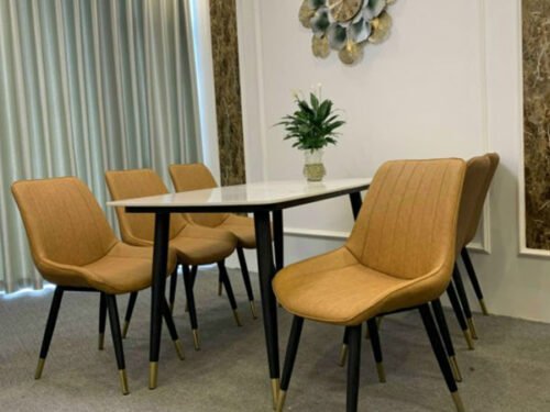 Bộ Bàn Ăn Mặt Đá 6 Ghế Loft