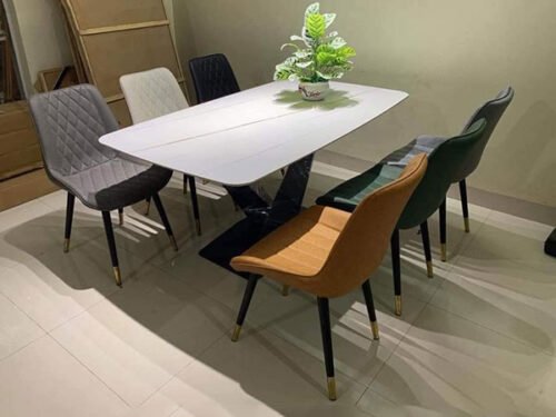 Bộ bàn ăn Mặt Đá 6 ghế Loft Cao Cấp