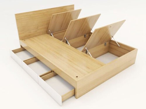 Giường ngủ 1.6m gỗ mdf vân gỗ công nghiệp nhiều ngăn