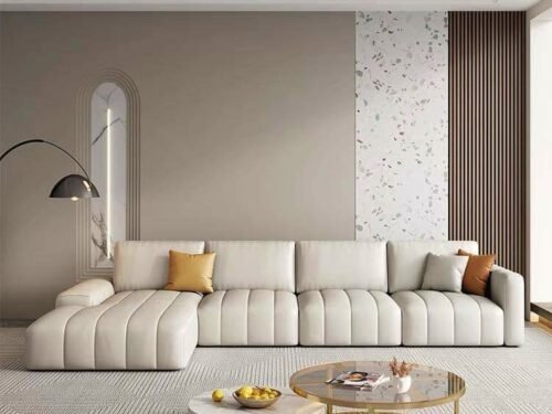 Sofa góc kich thước 2400x1600 chất liệu khung sồi
